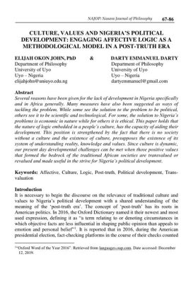  History and Political Thought in Nigeria:  An Engaging Dialogue on Identity and Power